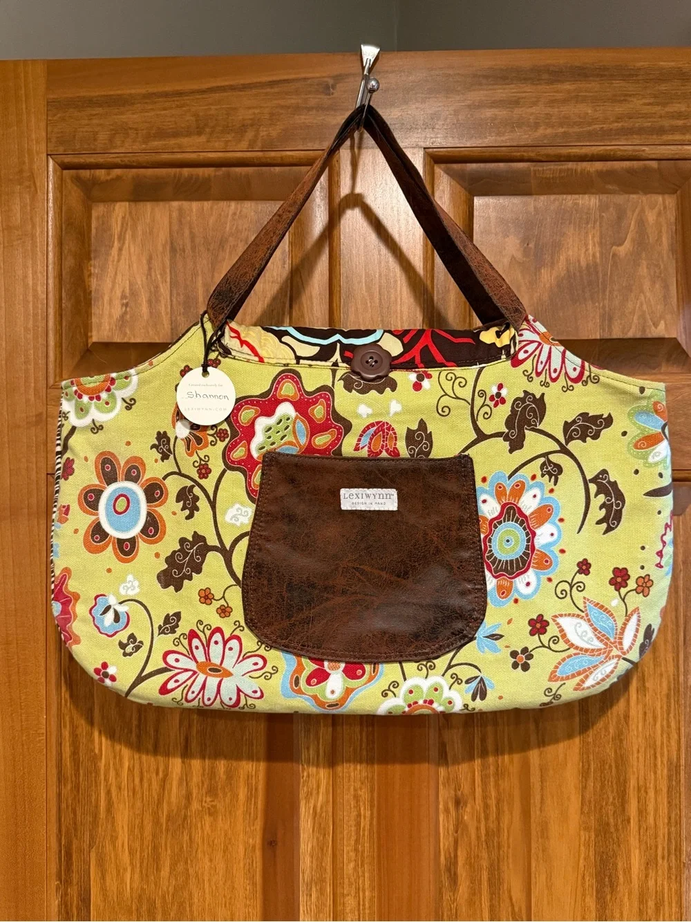 NWT Lexi Wynn Custom Reversible Boho Purse w/ leather and fabric.